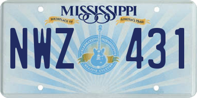 MS license plate NWZ431