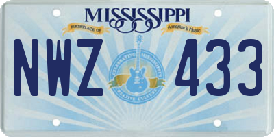 MS license plate NWZ433