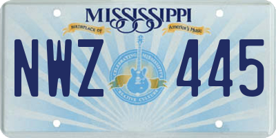 MS license plate NWZ445