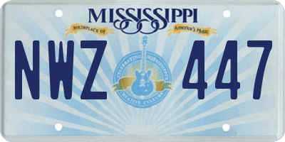MS license plate NWZ447