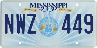 MS license plate NWZ449
