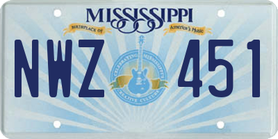 MS license plate NWZ451