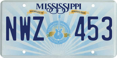 MS license plate NWZ453