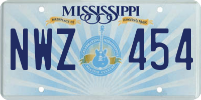 MS license plate NWZ454