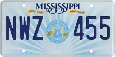 MS license plate NWZ455