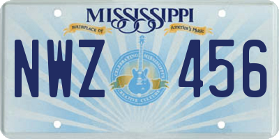 MS license plate NWZ456