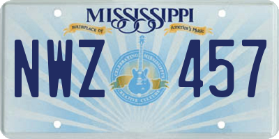 MS license plate NWZ457