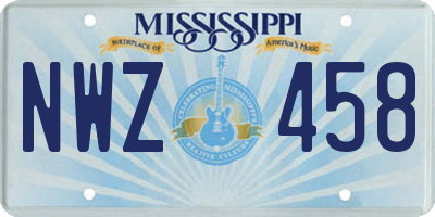 MS license plate NWZ458