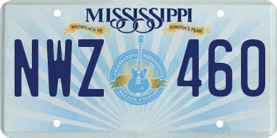 MS license plate NWZ460