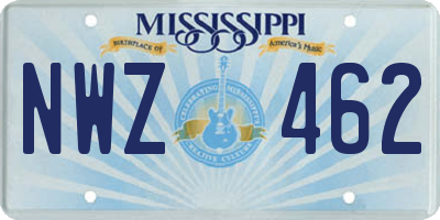 MS license plate NWZ462