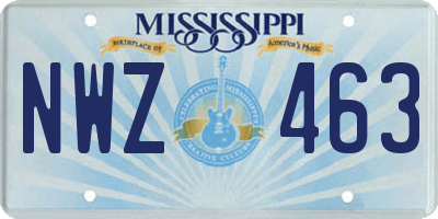 MS license plate NWZ463