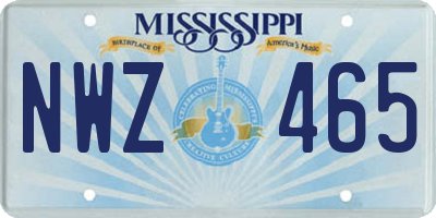 MS license plate NWZ465