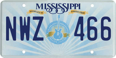 MS license plate NWZ466