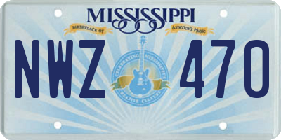 MS license plate NWZ470