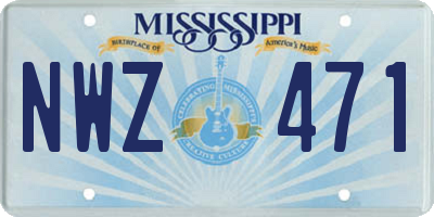 MS license plate NWZ471