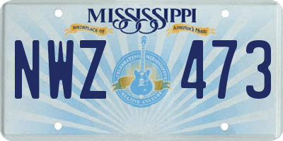 MS license plate NWZ473