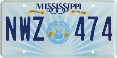 MS license plate NWZ474