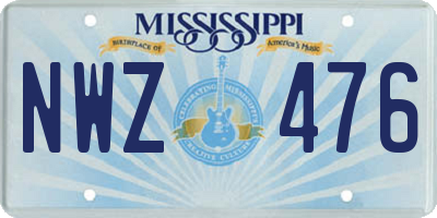 MS license plate NWZ476