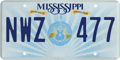 MS license plate NWZ477