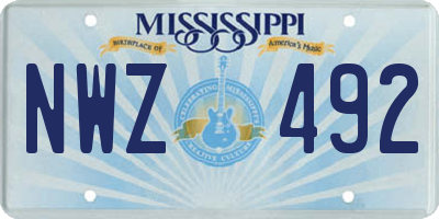 MS license plate NWZ492