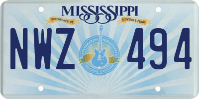 MS license plate NWZ494