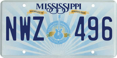 MS license plate NWZ496