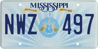 MS license plate NWZ497