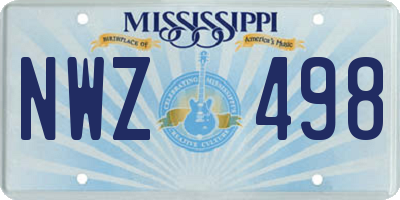 MS license plate NWZ498