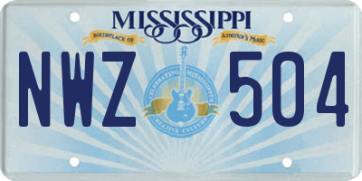 MS license plate NWZ504