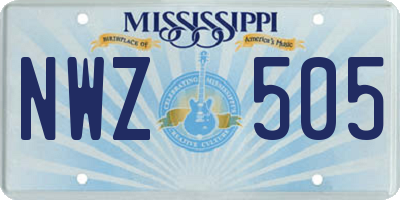 MS license plate NWZ505