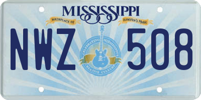 MS license plate NWZ508