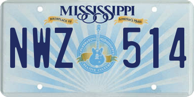MS license plate NWZ514