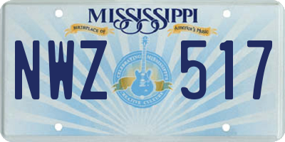 MS license plate NWZ517