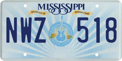 MS license plate NWZ518