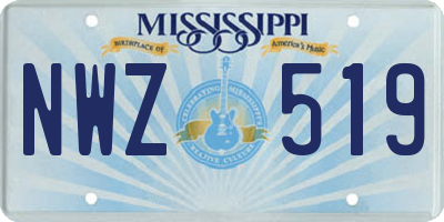 MS license plate NWZ519
