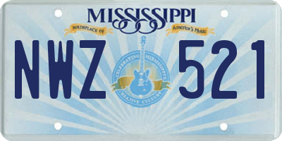 MS license plate NWZ521