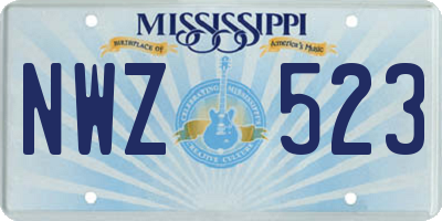 MS license plate NWZ523