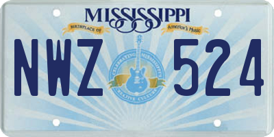 MS license plate NWZ524