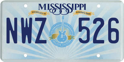 MS license plate NWZ526