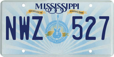 MS license plate NWZ527