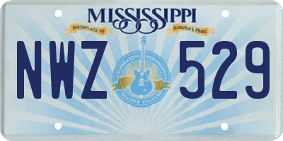 MS license plate NWZ529