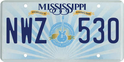 MS license plate NWZ530