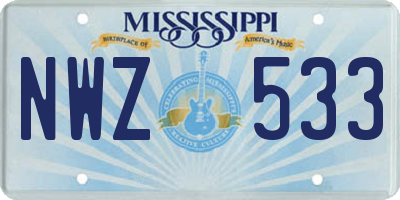 MS license plate NWZ533