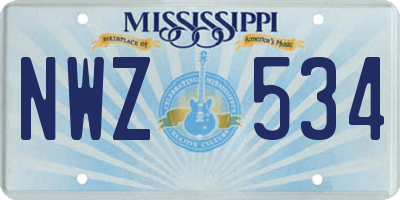 MS license plate NWZ534