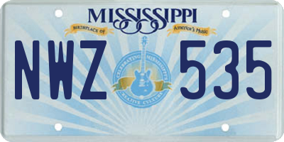 MS license plate NWZ535