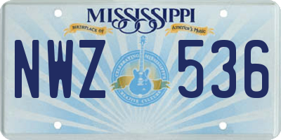 MS license plate NWZ536