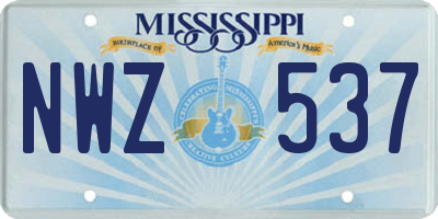 MS license plate NWZ537