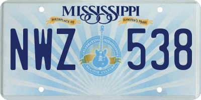 MS license plate NWZ538