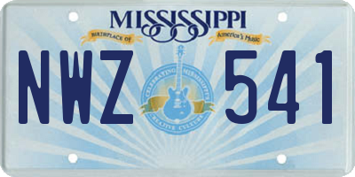 MS license plate NWZ541