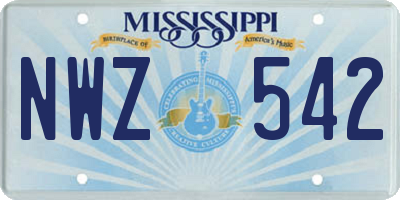 MS license plate NWZ542